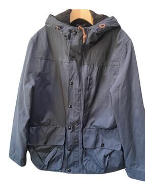 J. Crew Trade&Co Mens Overcoat Wool Lined Water Repellent Hooded Coat Large